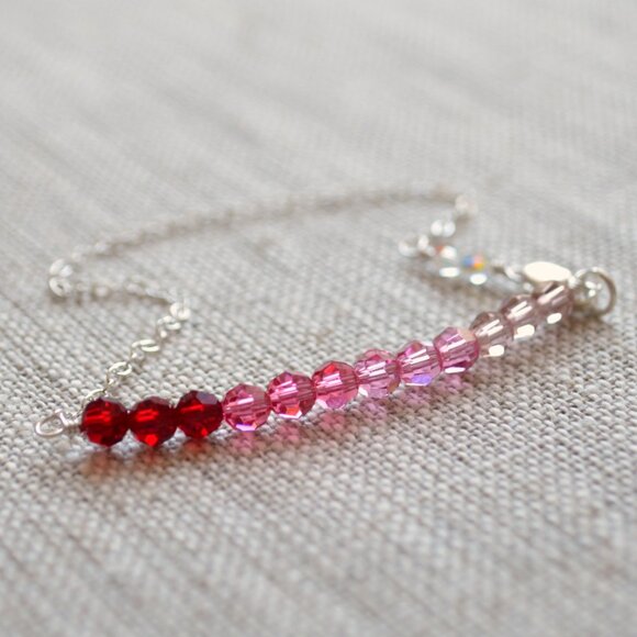 Pink Ombre Crystal Row Bracelet in Sterling Silver - Picture 5 of 5